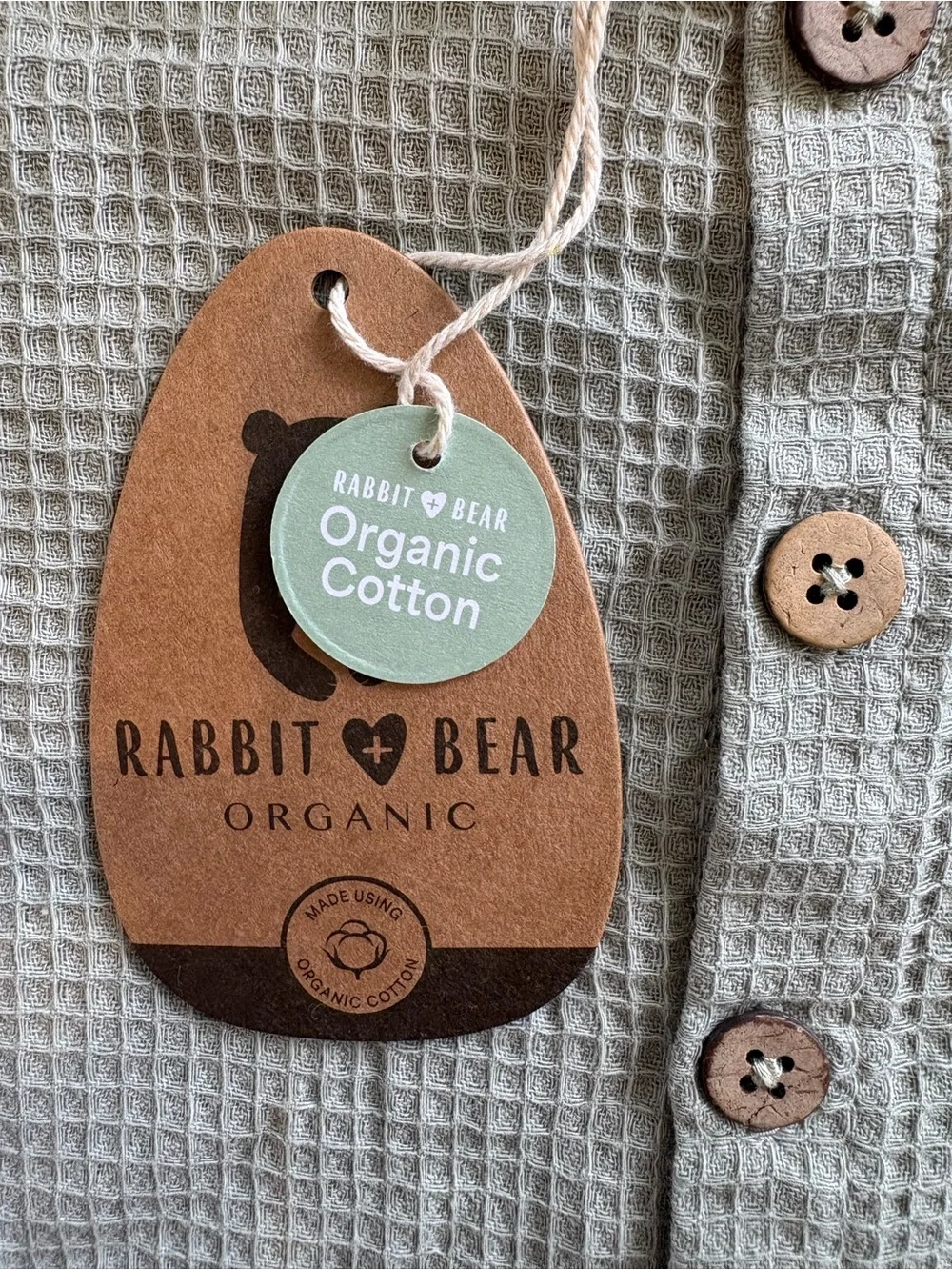 Rabbit + Bear Organic Sage Waffle Romper 0-3 months